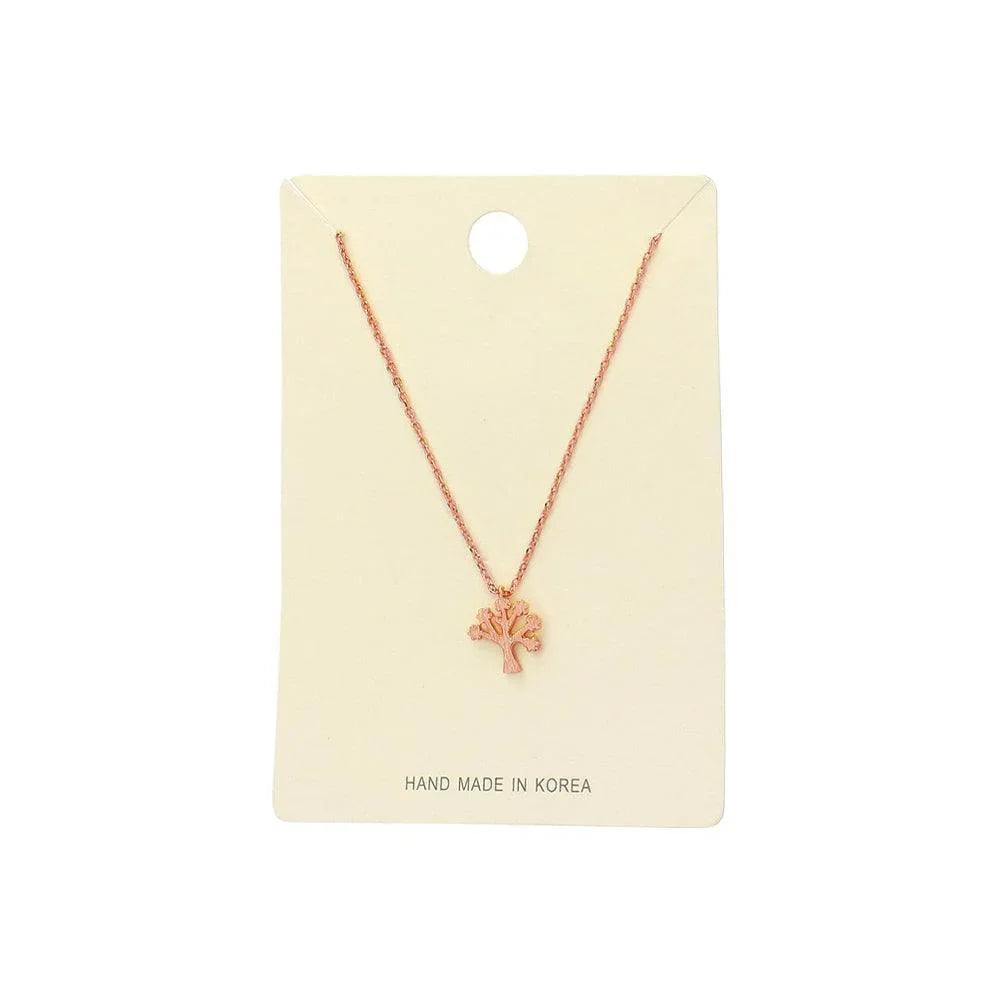 Rose Gold Textured matte metal tree of life pendant necklace - Jewelry Store by Erik Rayo