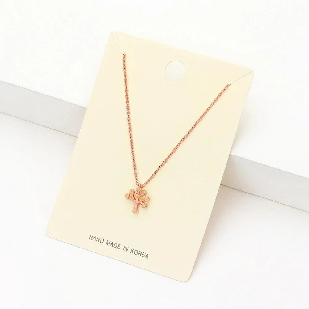 Rose Gold Textured matte metal tree of life pendant necklace - Jewelry Store by Erik Rayo