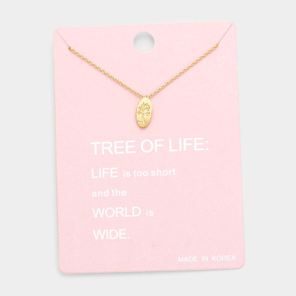 Gold Tree of Life Metal Pendant Necklaces