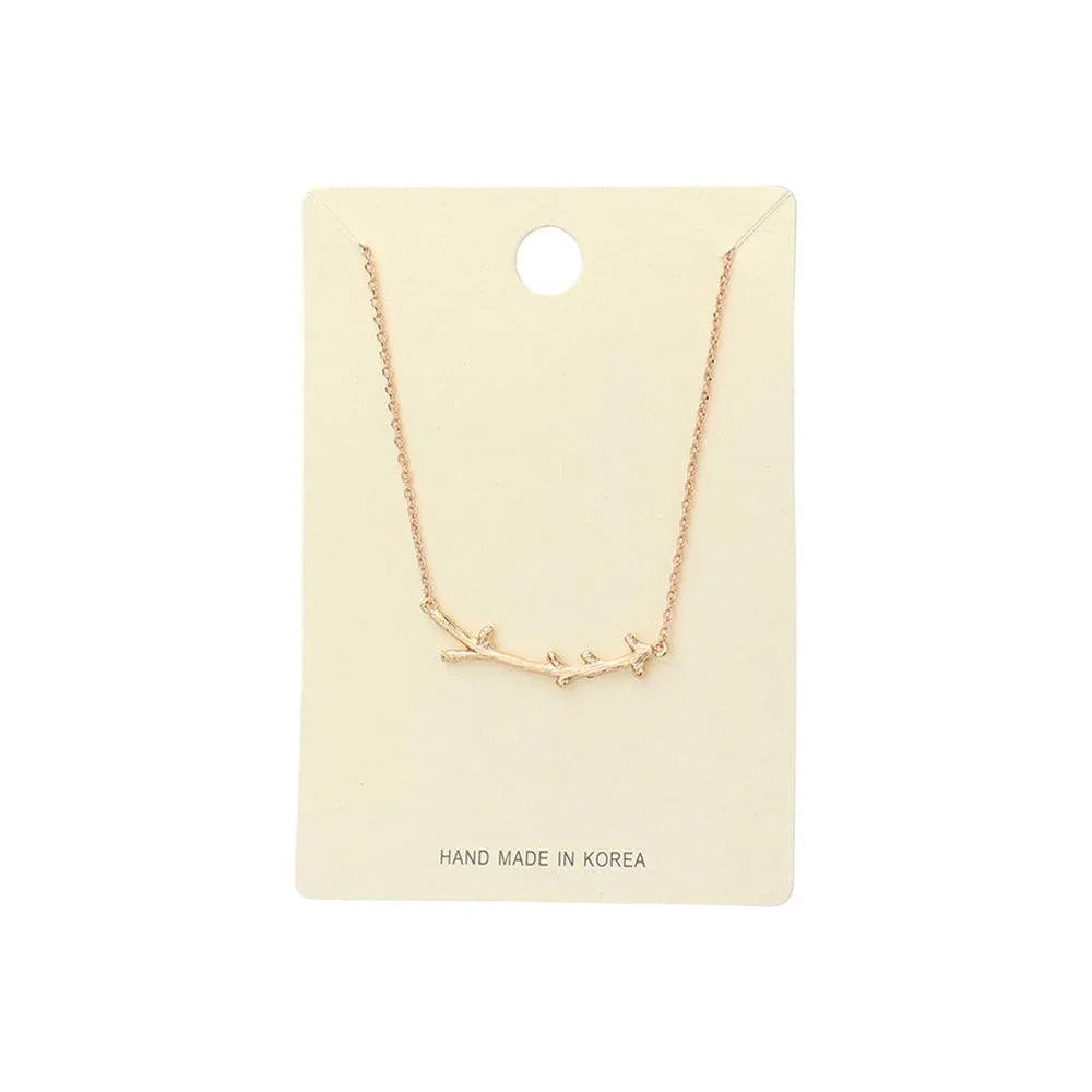 Rose Gold Textured Matte Metal Twig Pendant Necklace - Jewelry Store by Erik Rayo