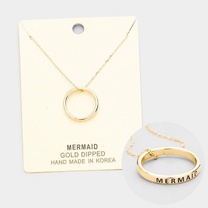 Gold 'Mermaid' Gold Dipped Ring Metal Pendant Necklace - Jewelry Store by Erik Rayo