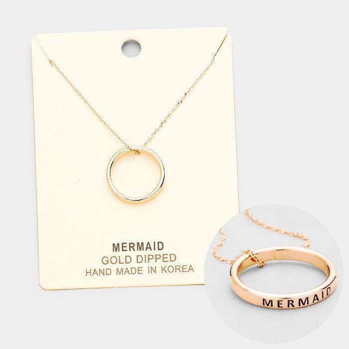 Rose Gold 'Mermaid' Gold Dipped Ring Metal Pendant Necklace - Jewelry Store by Erik Rayo