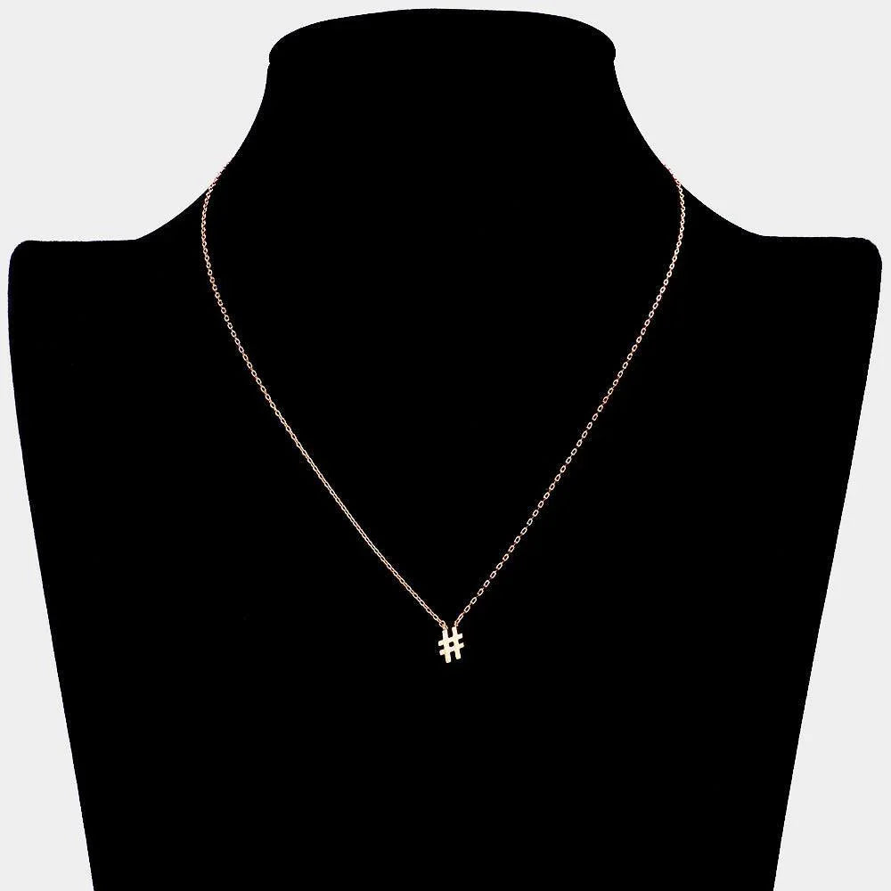 Rose Gold Textured matte metal hashtag pendant necklace - Jewelry Store by Erik Rayo