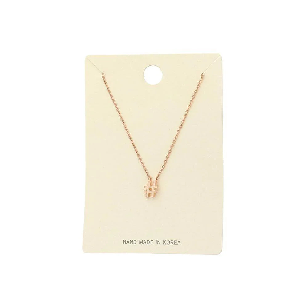 Rose Gold Textured matte metal hashtag pendant necklace - Jewelry Store by Erik Rayo