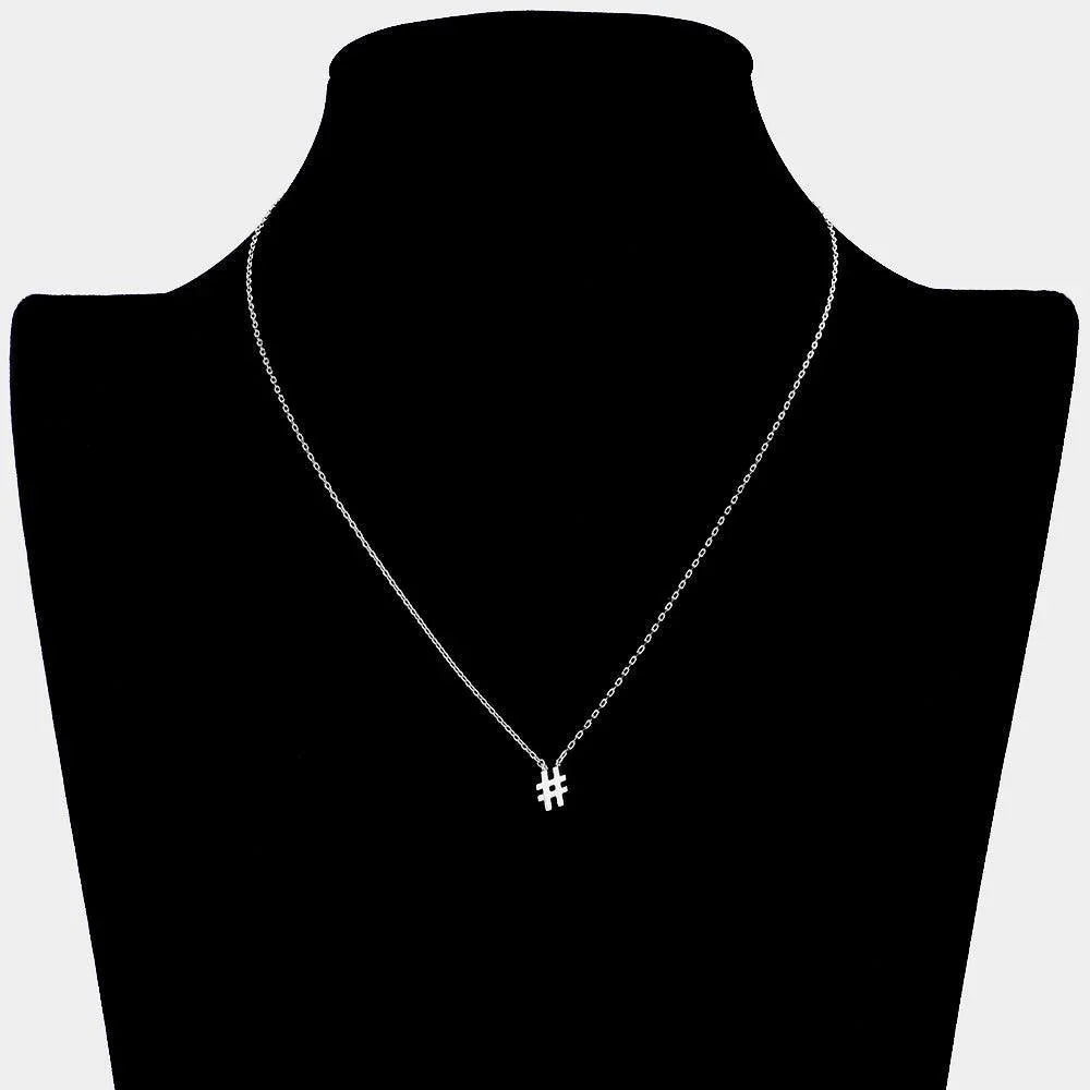 Textured Matte Metal HASHTAG Pendant Necklace - Jewelry Store by Erik Rayo