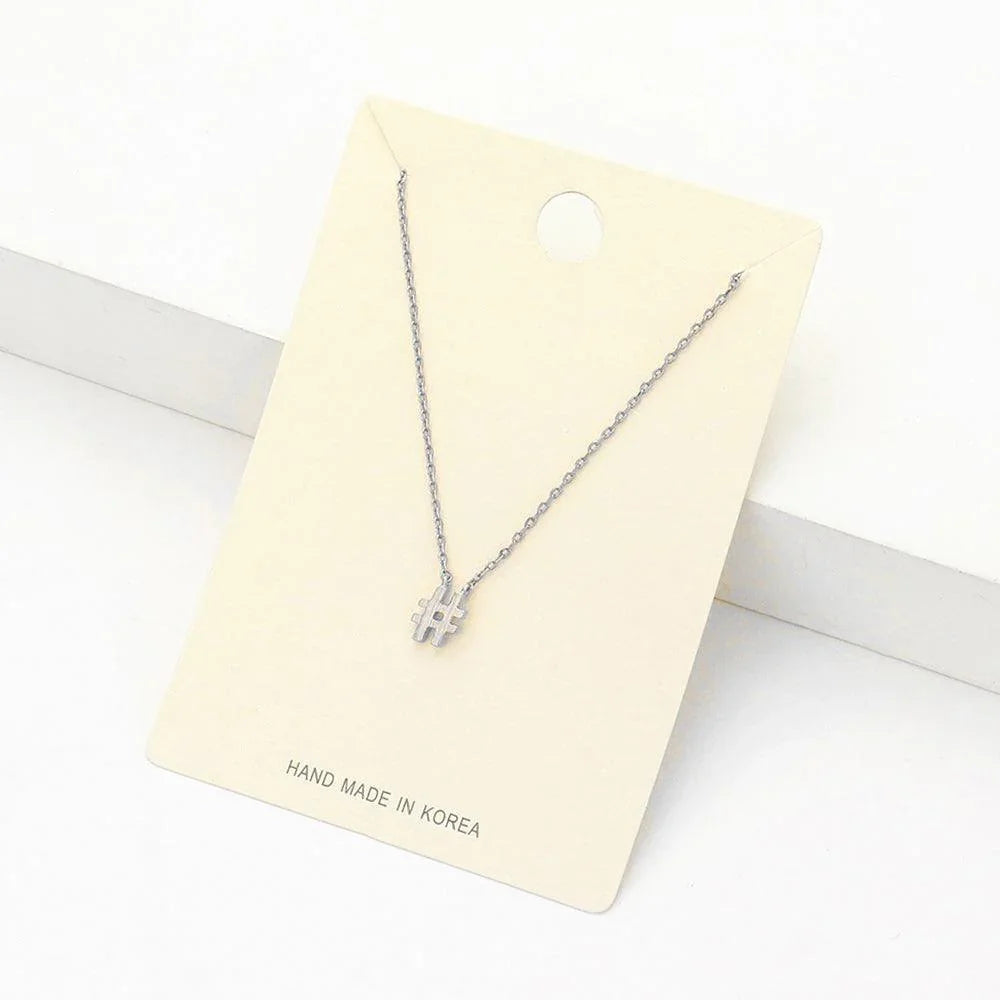 Textured Matte Metal HASHTAG Pendant Necklace - Jewelry Store by Erik Rayo