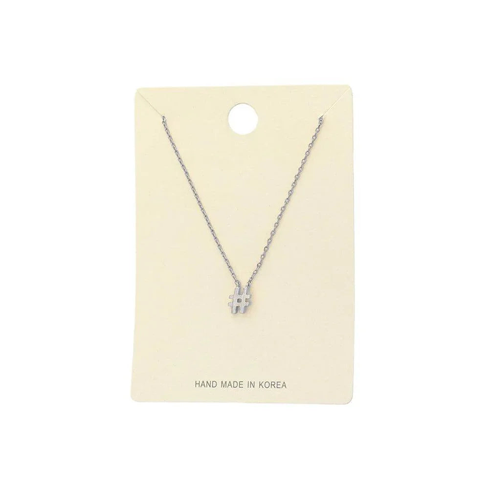 Textured Matte Metal HASHTAG Pendant Necklace - Jewelry Store by Erik Rayo