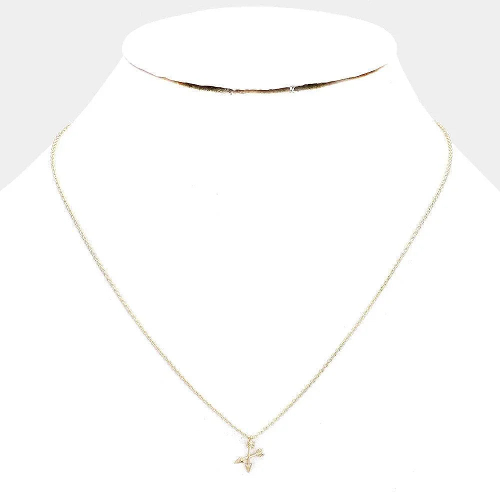 Gold Double Arrow Metal Pendant Necklaces - Jewelry Store by Erik Rayo