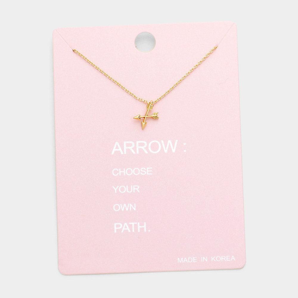 Gold Double Arrow Metal Pendant Necklaces