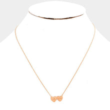 Load image into Gallery viewer, Rose Gold Mr Mrs _ Metal Double Heart Pendant Necklace
