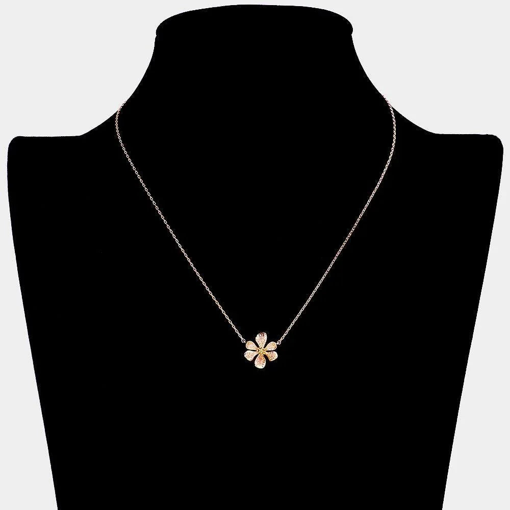 Rose Gold Metal Flower Pendant Necklace - Jewelry Store by Erik Rayo