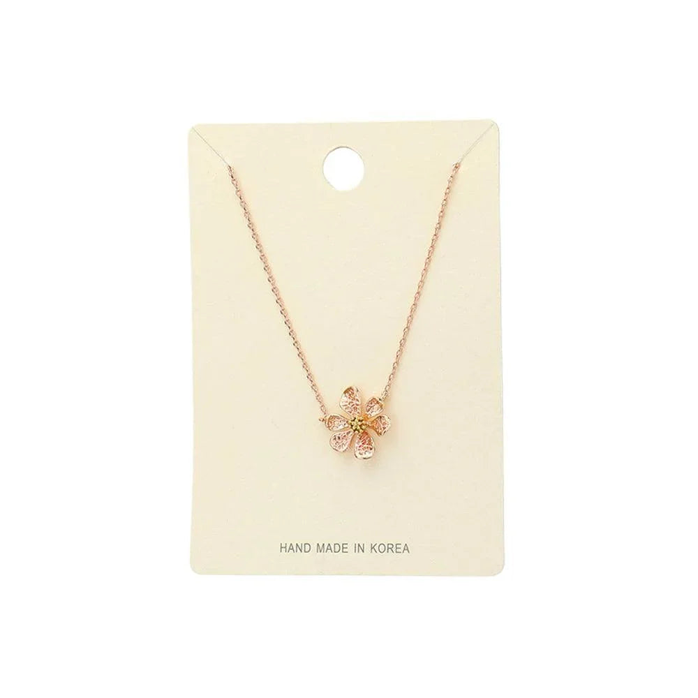 Rose Gold Metal Flower Pendant Necklace - Jewelry Store by Erik Rayo