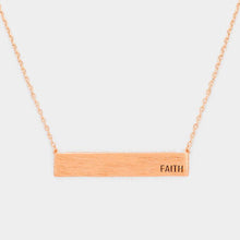 Load image into Gallery viewer, Rose Gold Faith _ Brass Metal Rectangular Pendant Necklace
