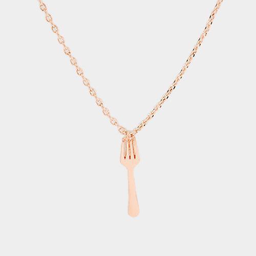 Rose Gold Brass Fork Pendant Necklace - Jewelry Store by Erik Rayo