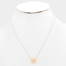 Load image into Gallery viewer, Rose Gold &quot;Love&quot; Brass Oval Metal Pendant Necklace
