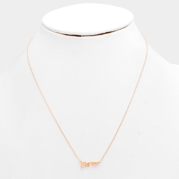 Rose Gold Sister" Brass Oval Metal Pendant Necklace - Jewelry Store by Erik Rayo