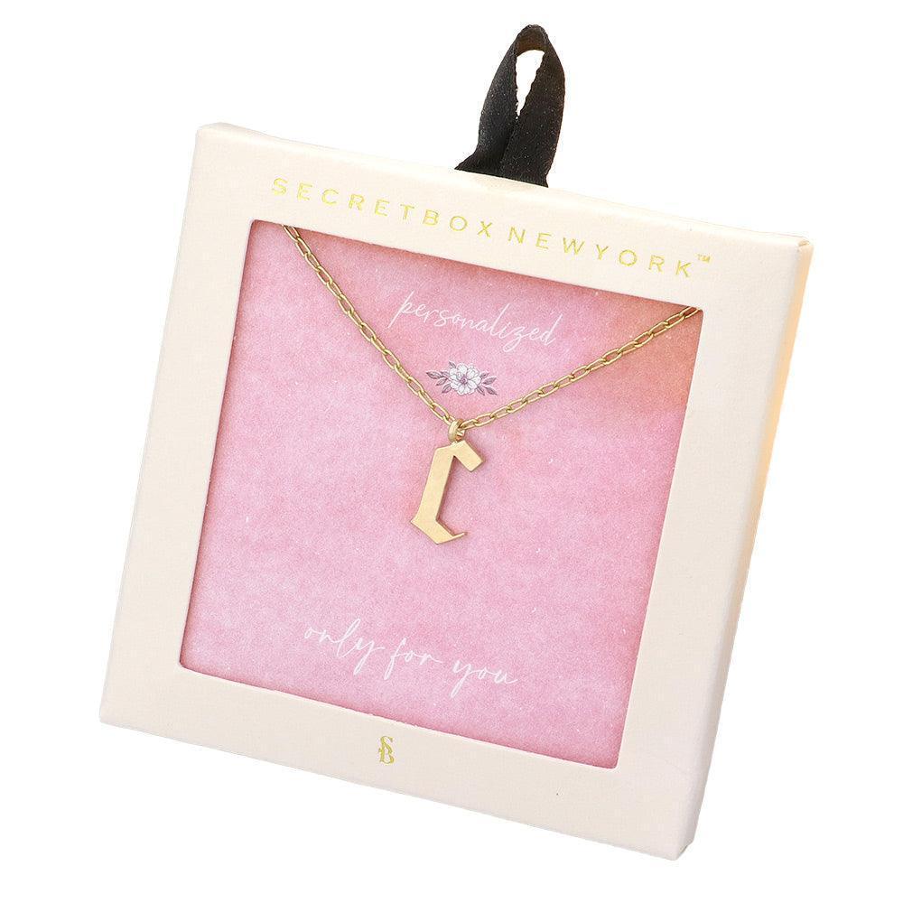 Gold -C- Monogram Metal Pendant Necklace - Jewelry Store by Erik Rayo