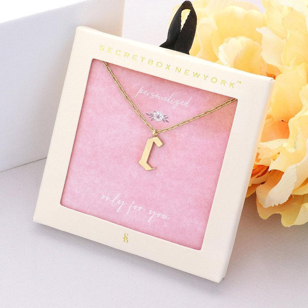 Gold -C- Monogram Metal Pendant Necklace - Jewelry Store by Erik Rayo
