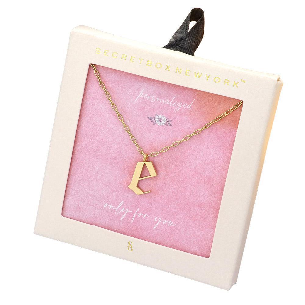 Gold -E- Monogram Metal Pendant Necklace - Jewelry Store by Erik Rayo