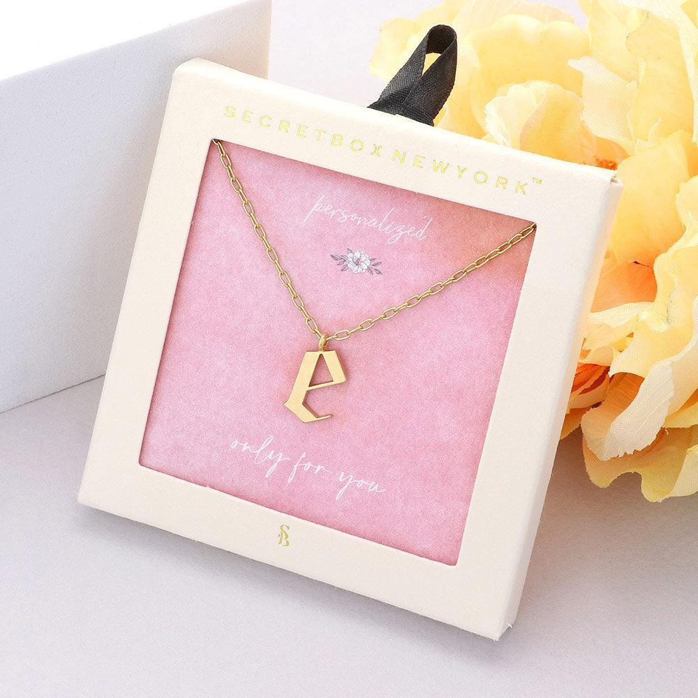Gold -E- Monogram Metal Pendant Necklace - Jewelry Store by Erik Rayo