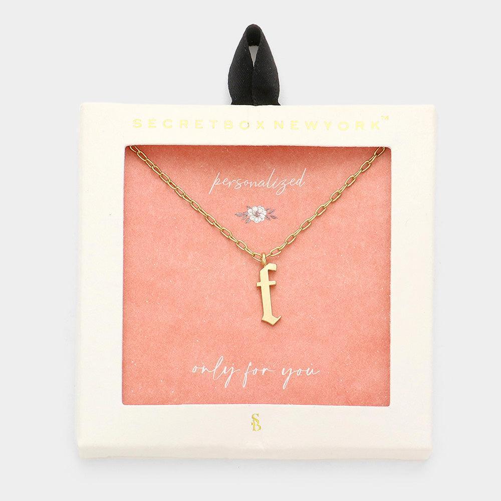 Gold -F- Monogram Metal Pendant Necklace - Jewelry Store by Erik Rayo