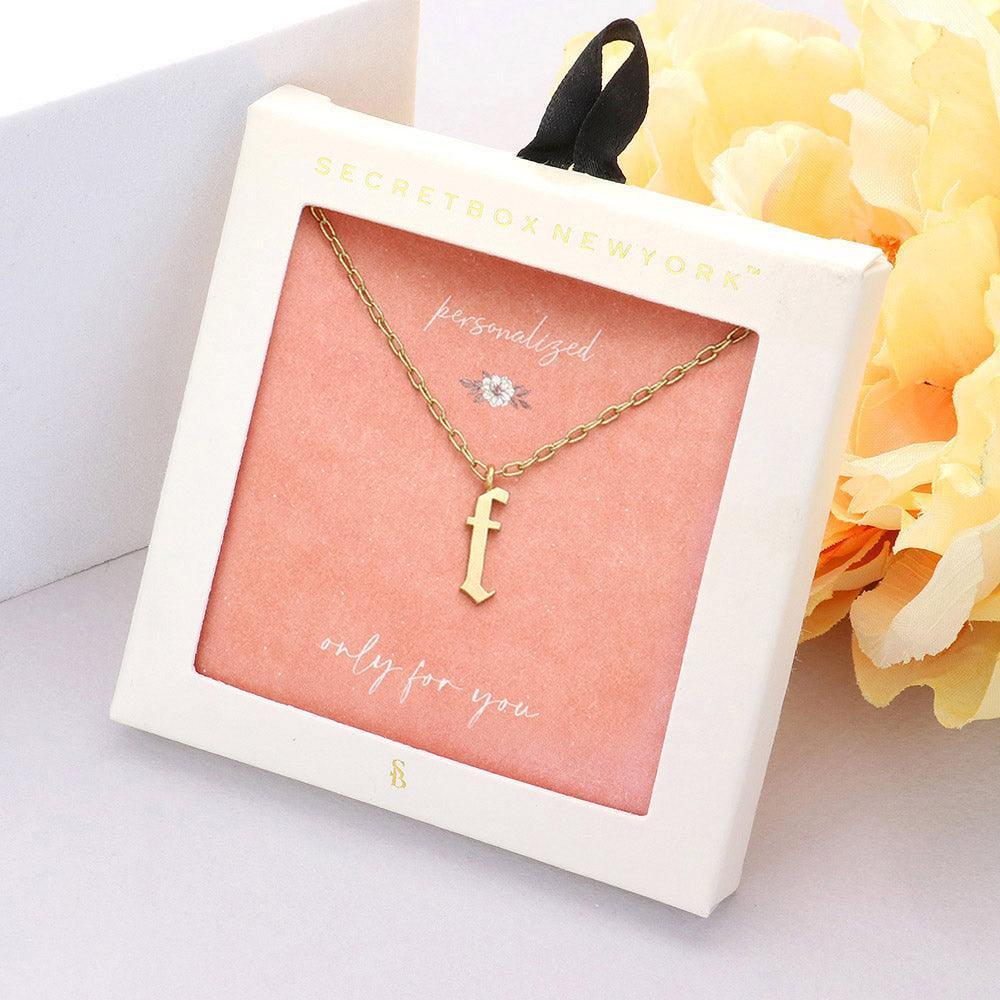 Gold -F- Monogram Metal Pendant Necklace - Jewelry Store by Erik Rayo
