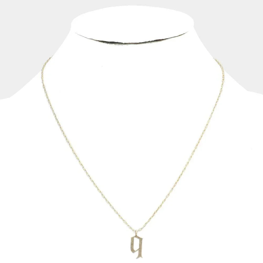 Gold -Q- Monogram Metal Pendant Necklace - Jewelry Store by Erik Rayo