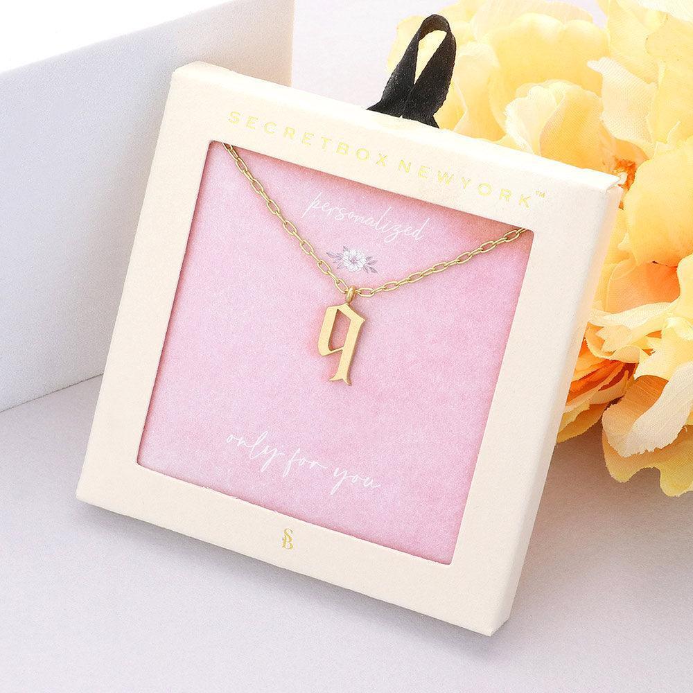Gold -Q- Monogram Metal Pendant Necklace - Jewelry Store by Erik Rayo