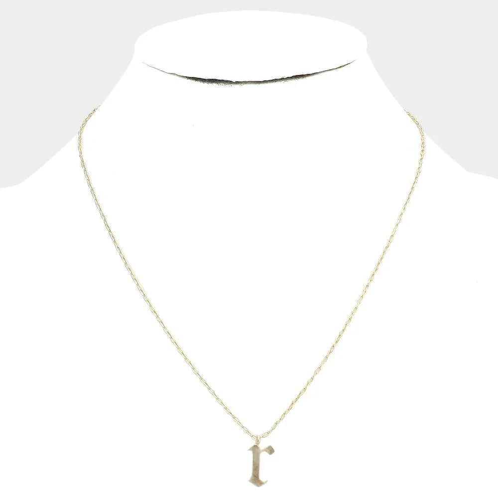 Gold -R- Monogram Metal Pendant Necklace - Jewelry Store by Erik Rayo