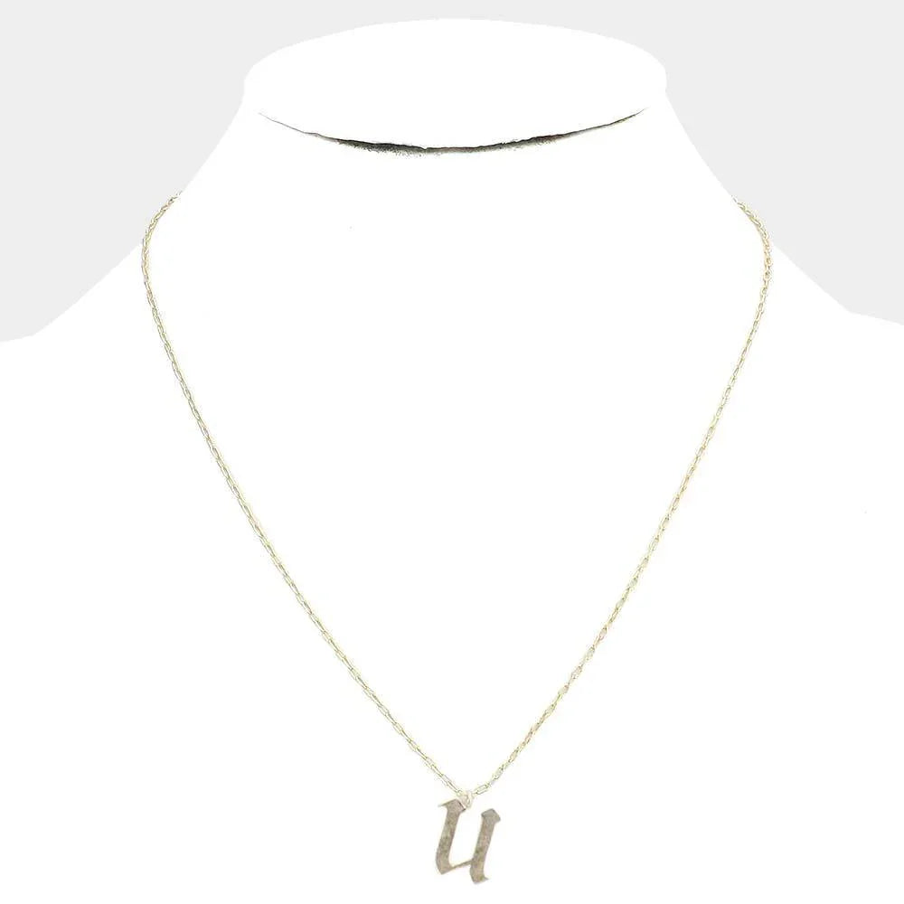 Gold -U- Monogram Metal Pendant Necklace - Jewelry Store by Erik Rayo