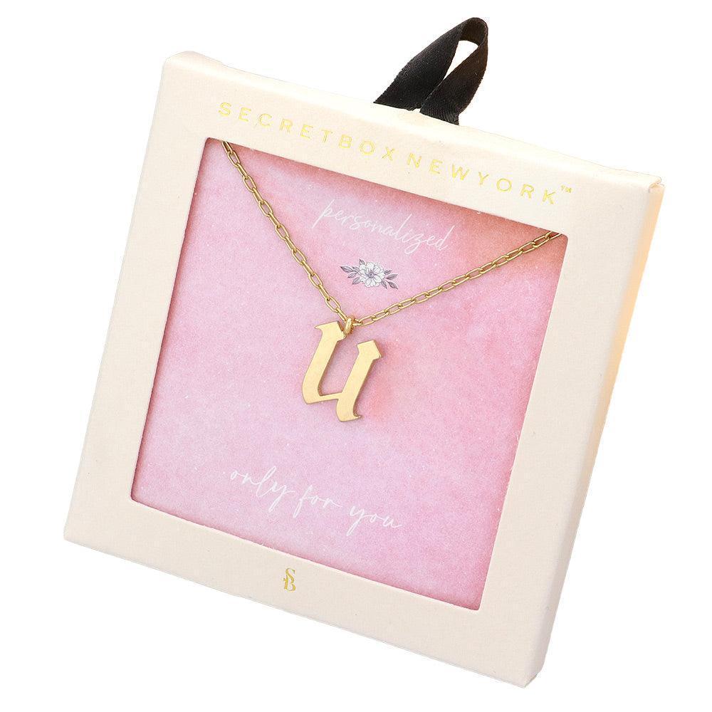 Gold -U- Monogram Metal Pendant Necklace - Jewelry Store by Erik Rayo