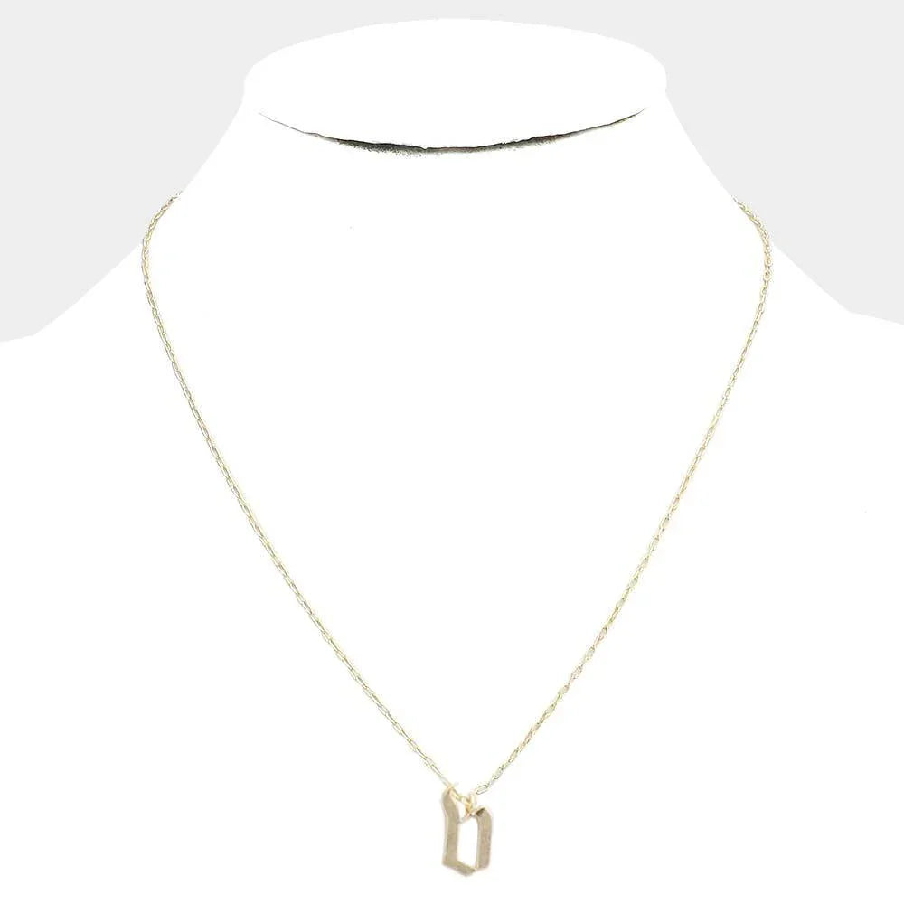 Gold -V- Monogram Metal Pendant Necklace - Jewelry Store by Erik Rayo
