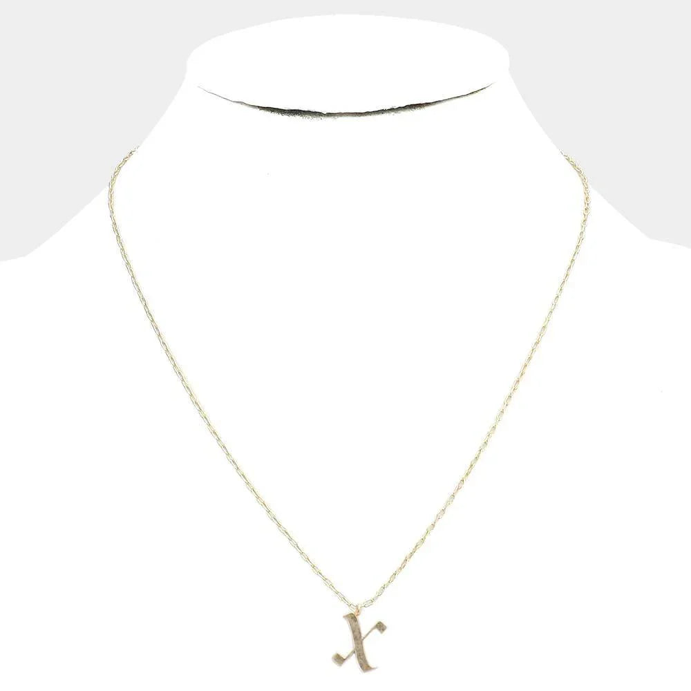 Gold -X- Monogram Metal Pendant Necklace - Jewelry Store by Erik Rayo