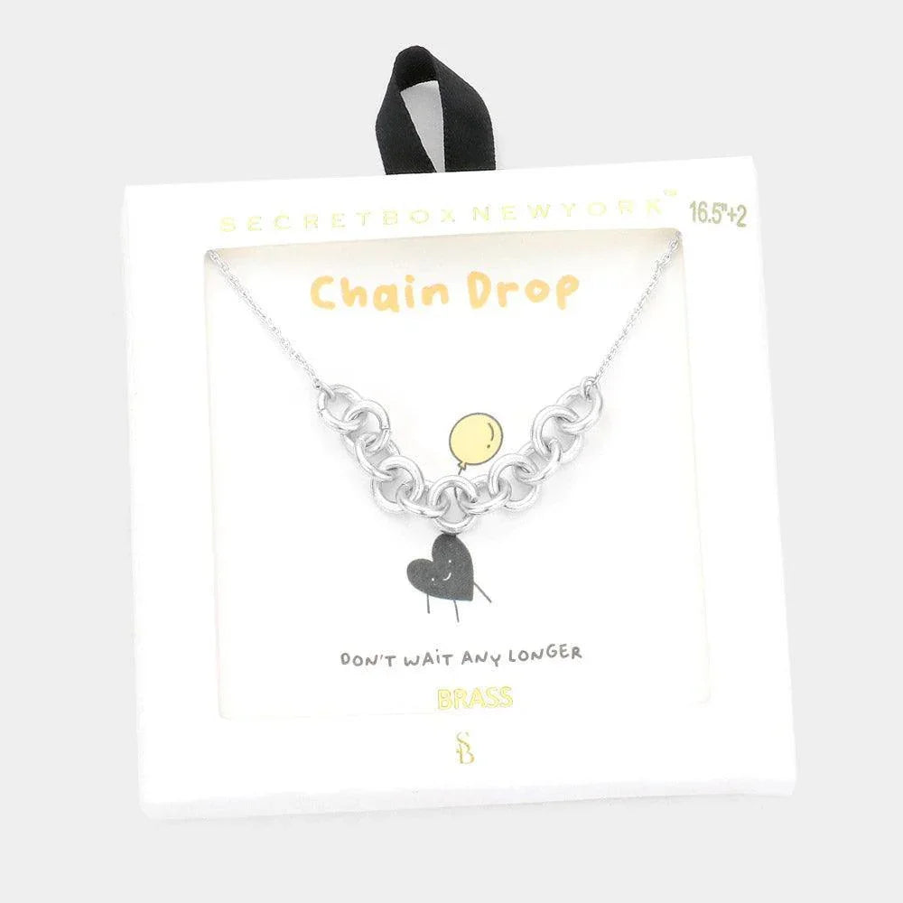 Silver Brass Metal Chain Link Pendant Necklace - Jewelry Store by Erik Rayo