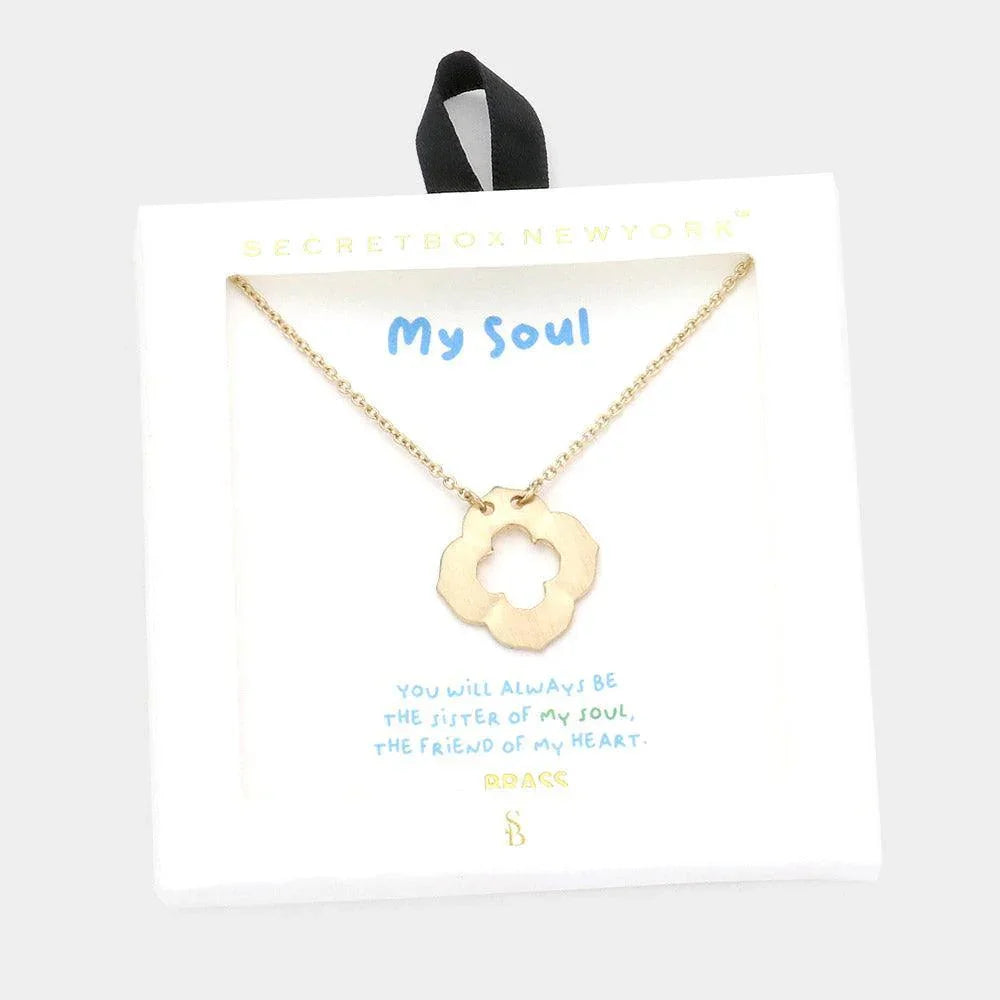 Gold Brass Metal Quatrefoil Pendant Necklace - Jewelry Store by Erik Rayo