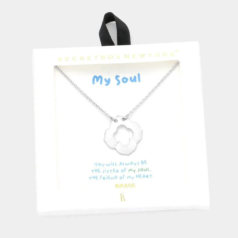 Silver Brass Metal Quatrefoil Pendant Necklace - Jewelry Store by Erik Rayo