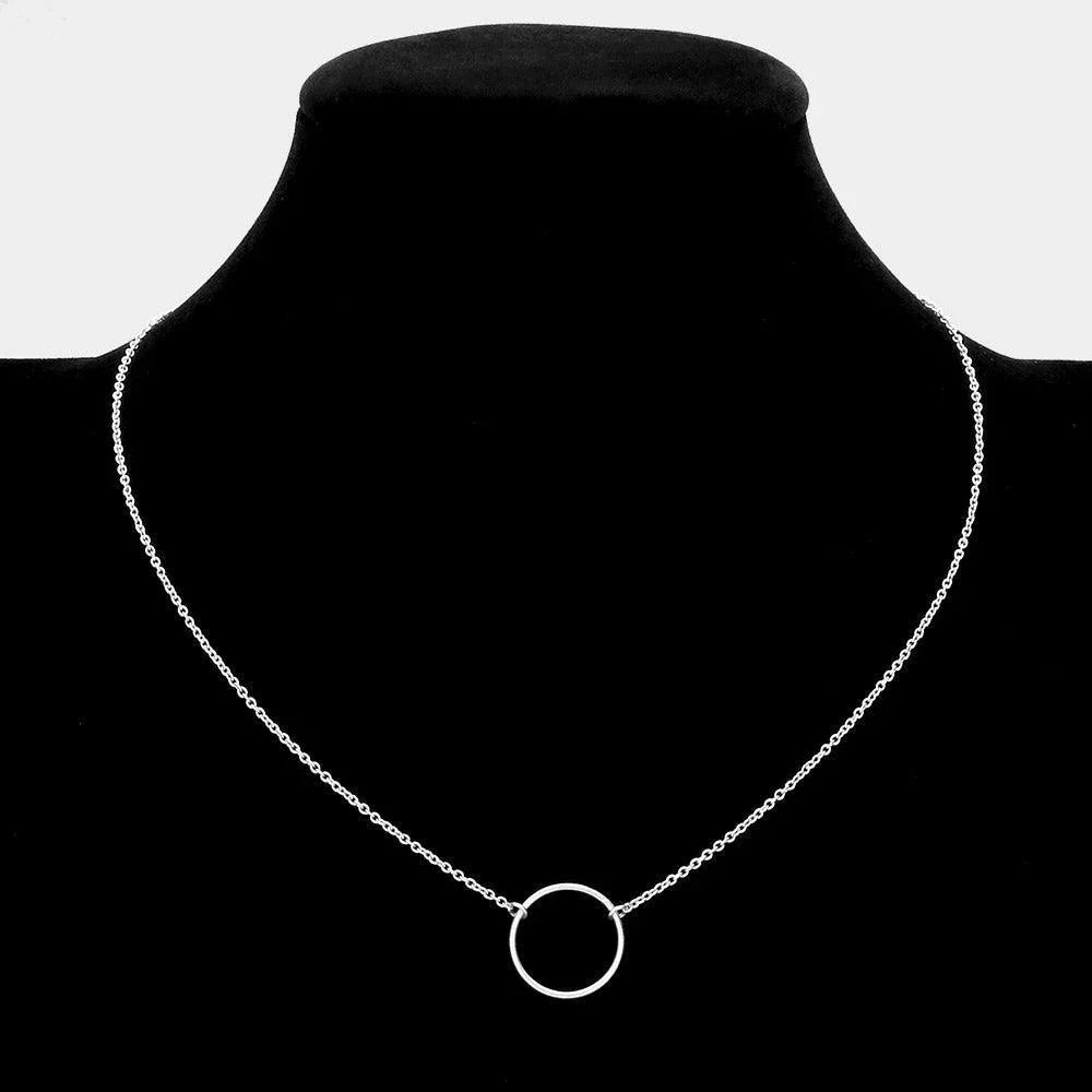 Silver Brass Metal Open Circle Pendant Necklace - Jewelry Store by Erik Rayo