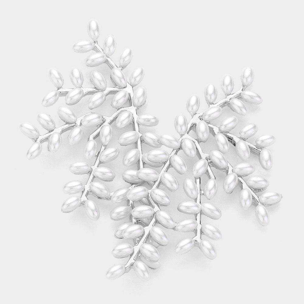 Cream Pearl Leaves Vine Earrings - Jewelry Store by Erik Rayo