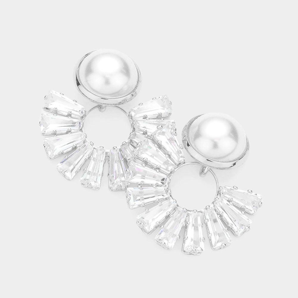 Pearl Accented Irregular Rectangle Cluster Dangle Earrings - Jewelry Store by Erik Rayo