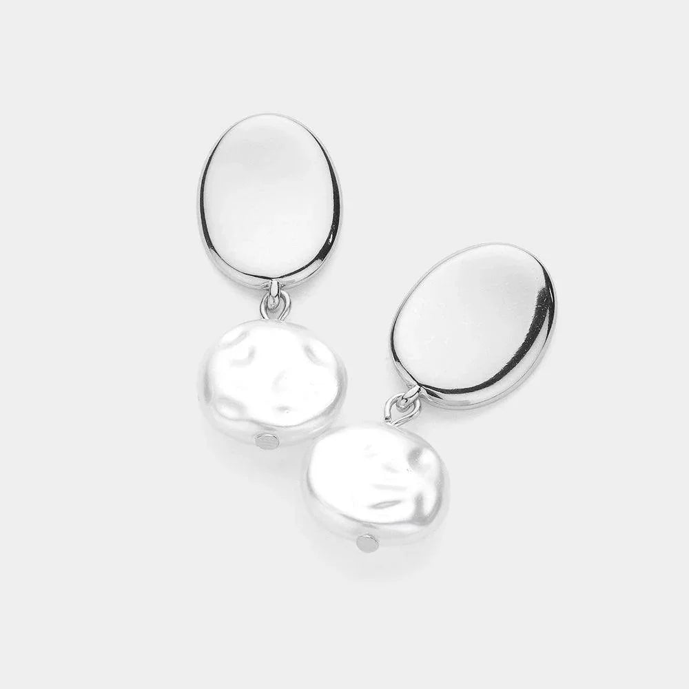 Cream Pearl Dangle Earrings - Jewelry Store by Erik Rayo