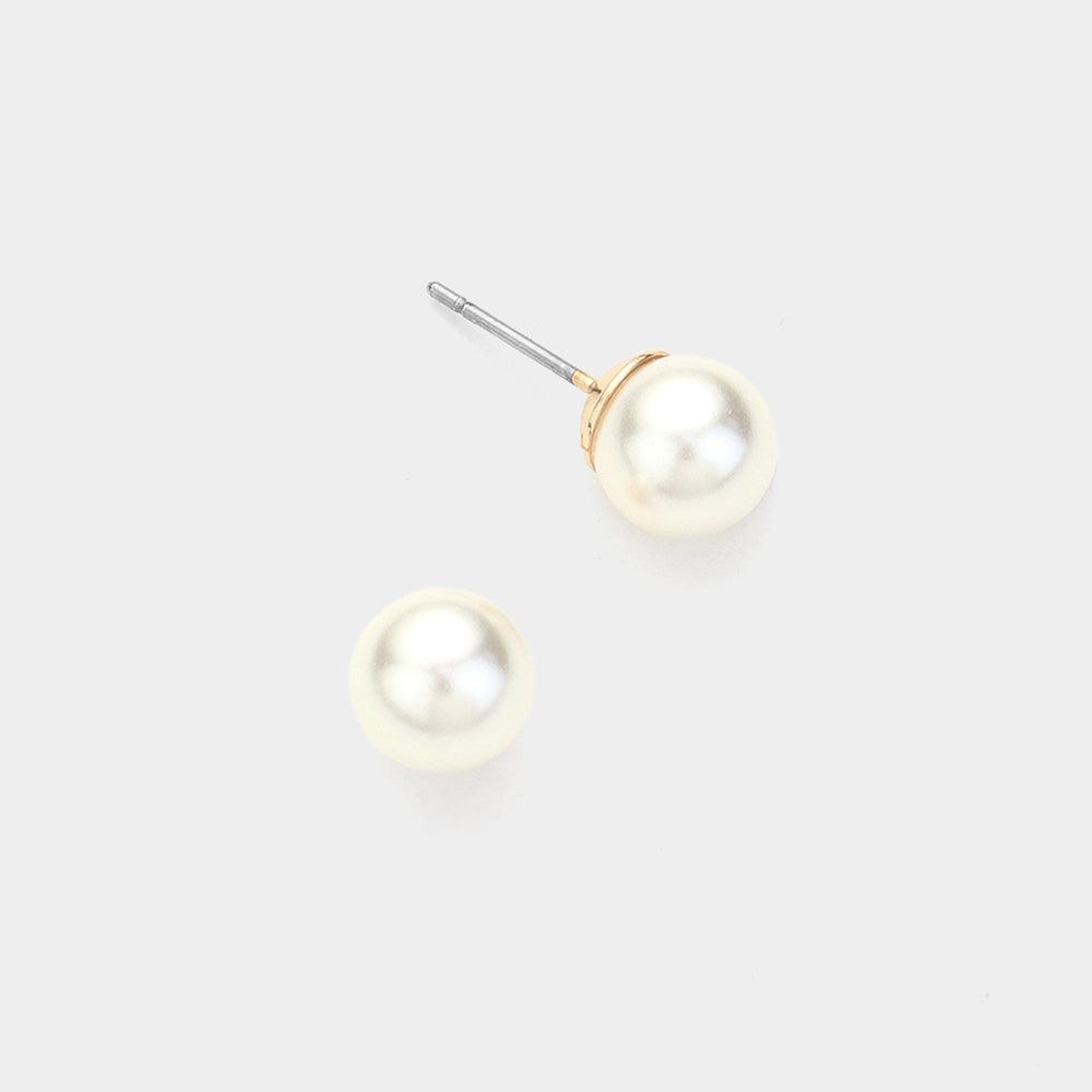 Cream Pearl Ball Stud Earrings