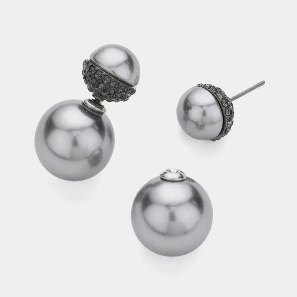 Black Pearl Stud Double Sided Peekaboo Earrings - Jewelry Store by Erik Rayo