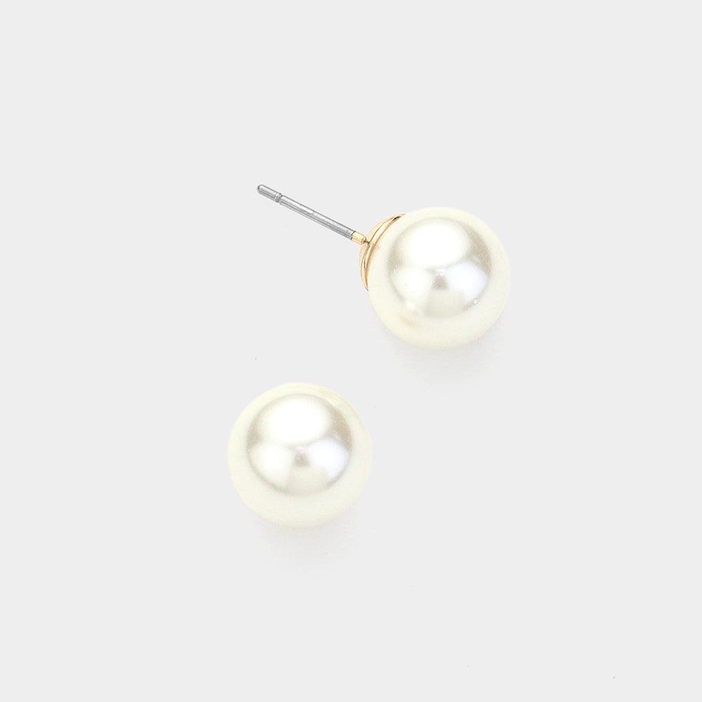 Cream Pearl Ball Stud Earrings
