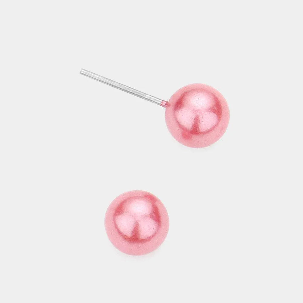 Pink Pearl Stud Earrings - Jewelry Store by Erik Rayo