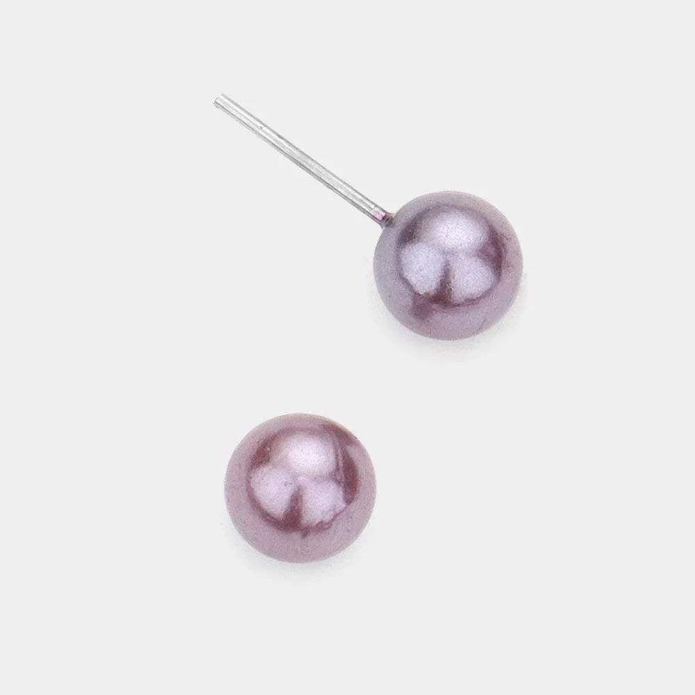 Purple Pearl Stud Earrings - Jewelry Store by Erik Rayo