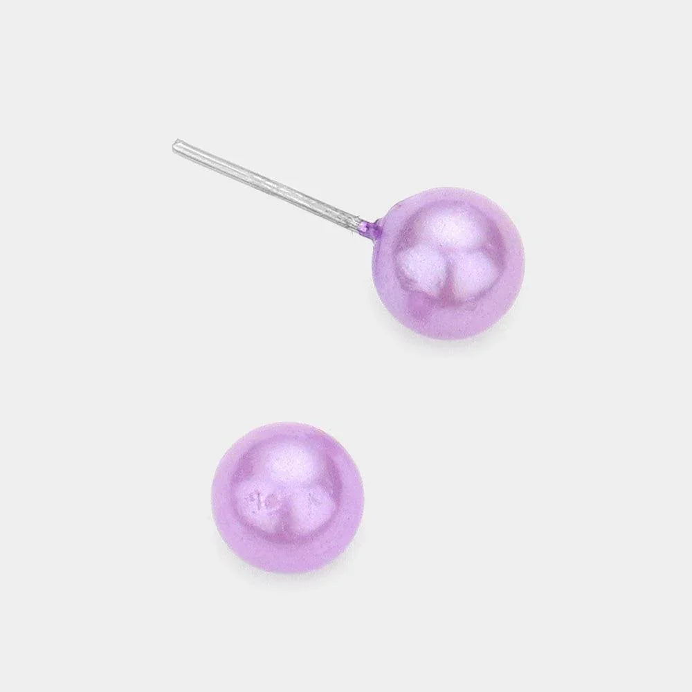 Purple Pearl Stud Earrings - Jewelry Store by Erik Rayo