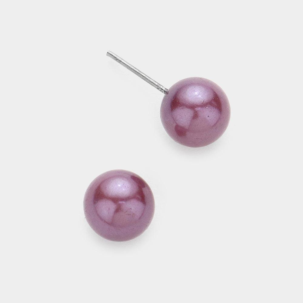 Purple Pearl stud earrings