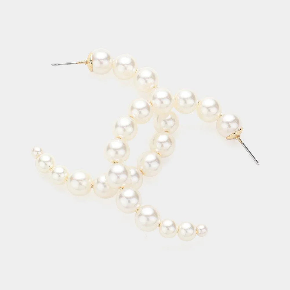 Gold Pearl Hoop Earrings - Jewelry Store by Erik Rayo