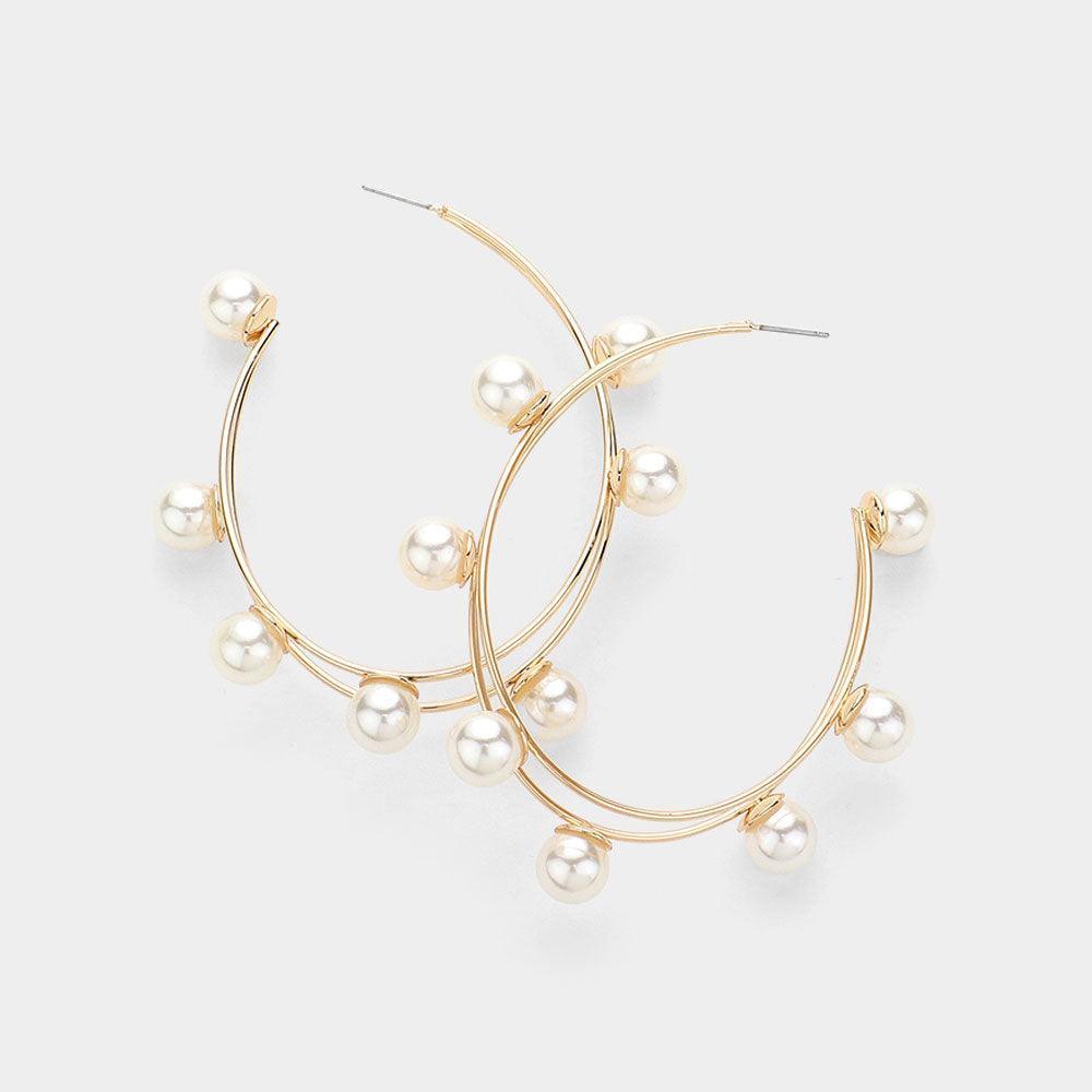 Cream Pearl Hoop Earrings