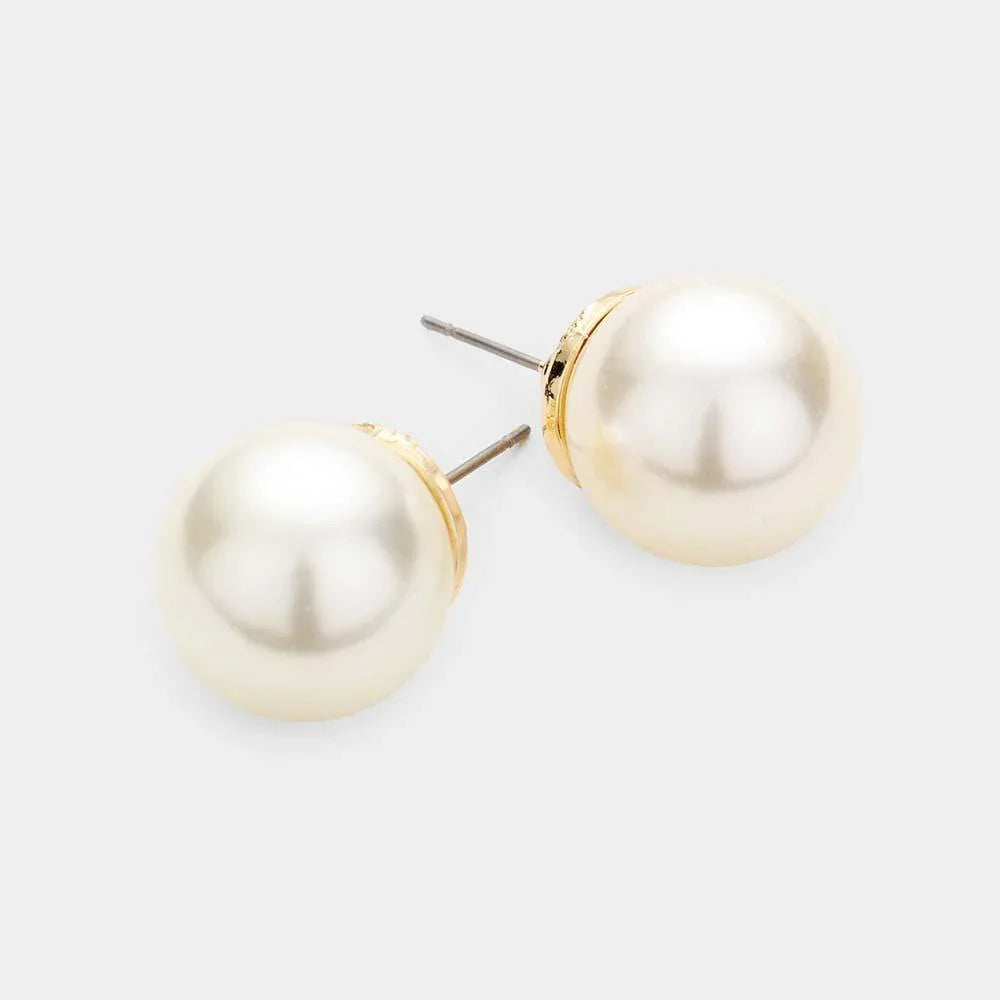 Cream Pearl Stud Earrings - Jewelry Store by Erik Rayo